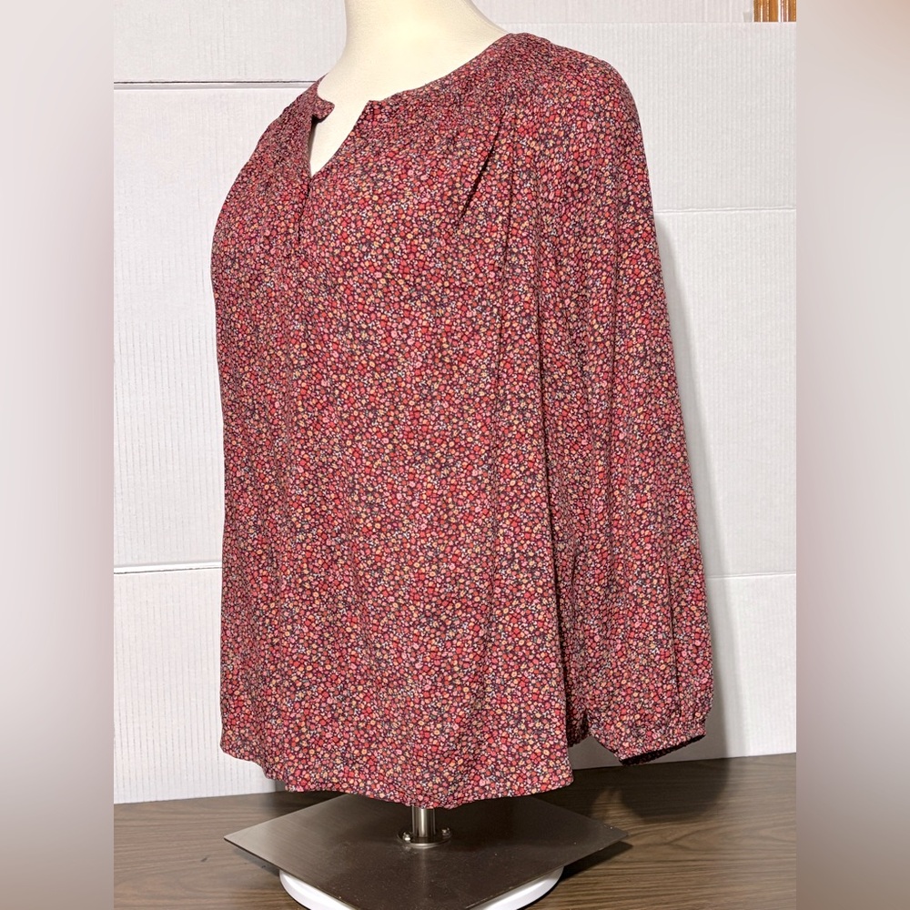 NWT Croft and Barrow 4X Floral multi color floral Women's Top Long cuffed sleeve